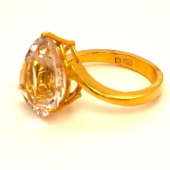 Certified Imperial Topaz 11.70ct Solid 22K Ring - Picture 7 of 11